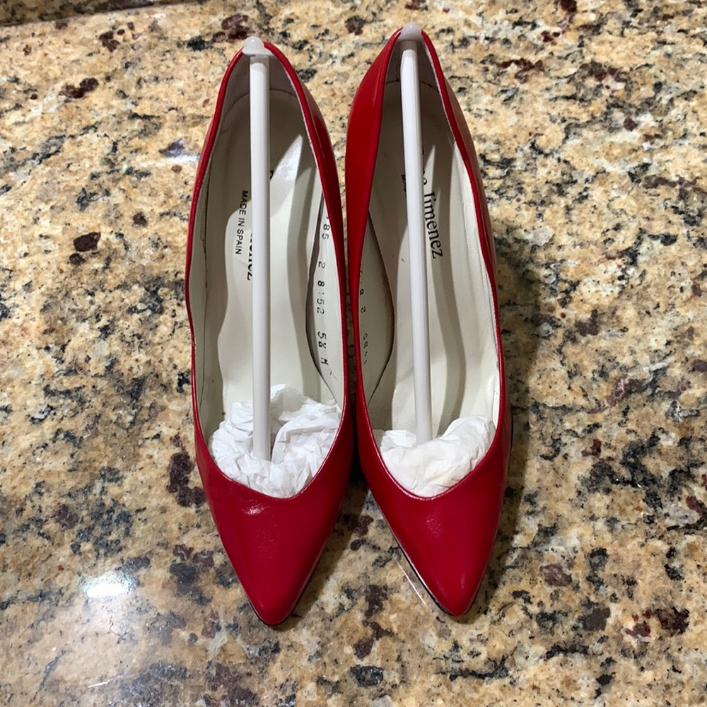 All leather red Pepe Jimenez pumps